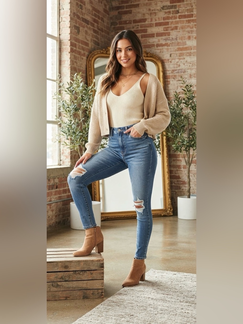 High-Rise Light Blue Distressed Skinny Jeans